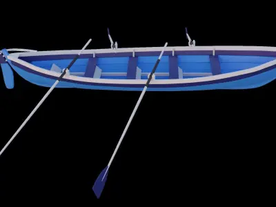 Boat -Skiff with oars 3D model