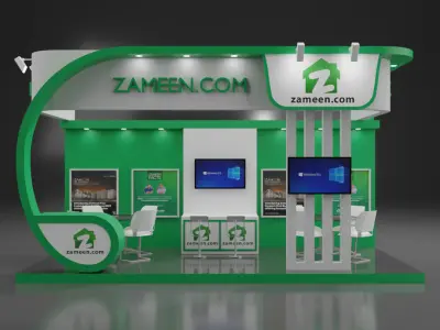 Exhibition Booth 0004 20ft x 10ft x 11ft --Peninsula Type Low-poly 3D model