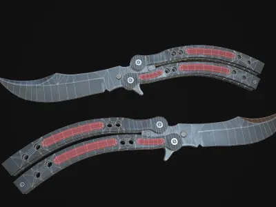 Butterfly knife Low-poly 3D model 3