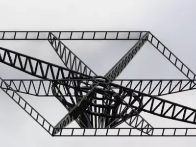 100m2 Solar Panels turnable base 3D model