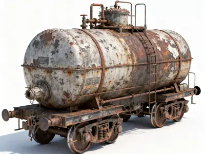 Realistic Full Rusted Oil Tanker Train Car 3D Model Low-poly 3D model