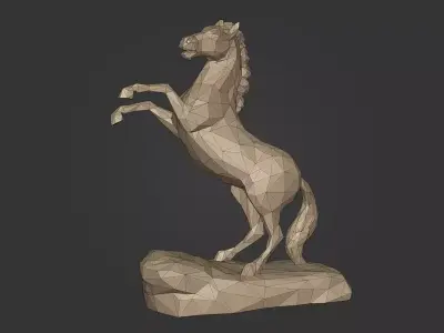 Polygonal Horse Statue Ready for 3D Printing Free low-poly 3D model