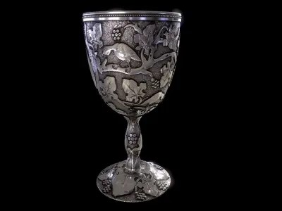 Silver Antique Goblet Low-poly 3D model
