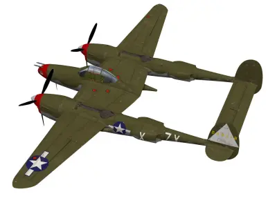 Lockheed P-38J Lightning 3D model purchase