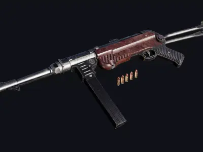 mp40 machine gun Low-poly 3D model