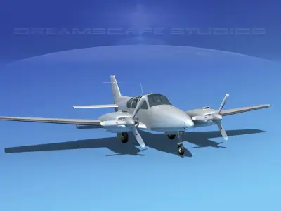 Beechcraft B55 Baron Bare Metal 3D model