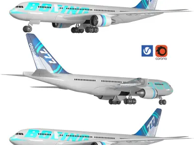Boeing 777 Low-poly 3D model