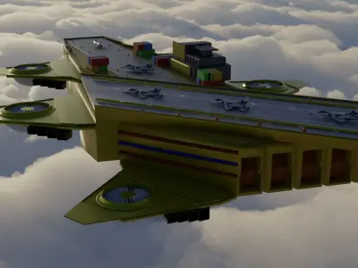 Flying Military Ship 3D model