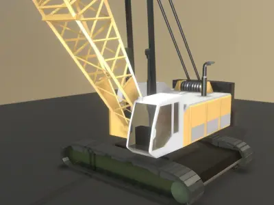 Construction Vehicle Cable Crane Low Poly and Rigged Low-poly 3D model