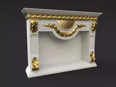 fireplace ornate with gold trim 3D model