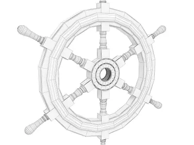 Wooden ship wheel  3D model