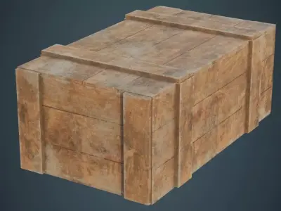 Wooden Box 3B Low-poly 3D model
