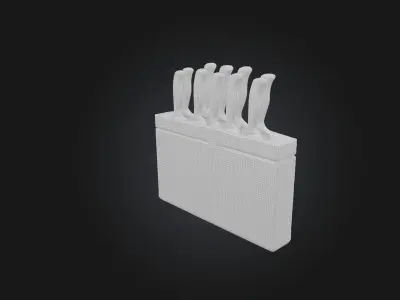 Realistic Knife Block Low-poly 3D model