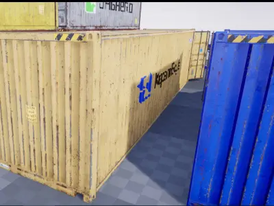 Shipping Containers with various skins Low-poly 3D model