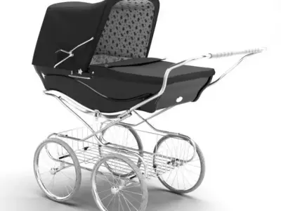 Vintage Looking Baby Stroller 3D model