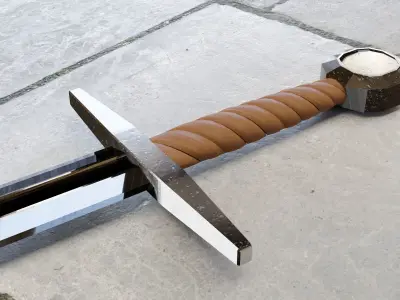 Broadsword sword Low-poly 3D model