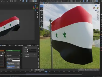 Animated Syria Flags 3D model