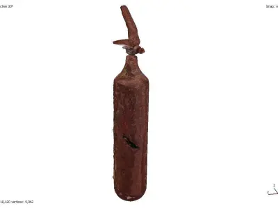 Two rusty broken fire extinguishers 3D model
