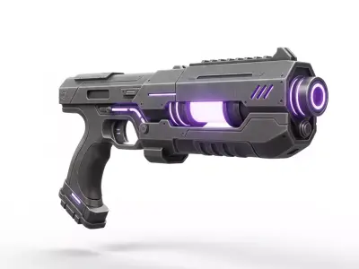 Cybernetic Plasma Pistol 3D Model High-Tech Sidearm Low-poly 3D model