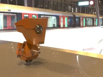 ONE TIRED ROBOT Free low-poly 3D model