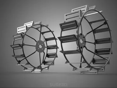 CAGE WHEEL TRACTOR METAL TYRE TIRE RIM LUG PADDY RICE FIELD FARM 3D model
