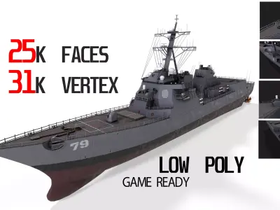 arleigh burke destroyer Low-poly 3D model