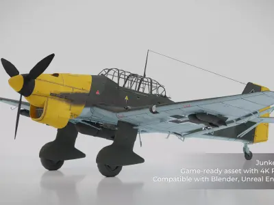 Ju87 B2 Stuka 4K PBR Game Asset for Unity Unreal Low-poly 3D model