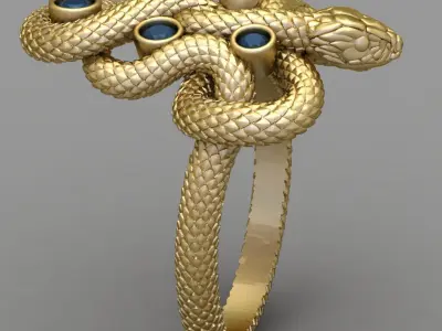 Antique Snake Diamond Ring 3D print model