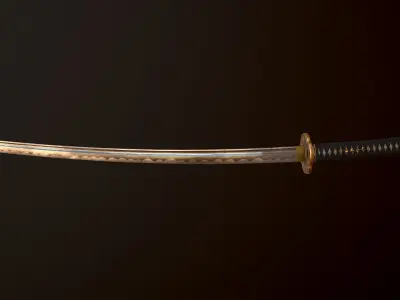 Katana Sword Low-poly 3D model 6
