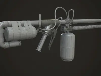 Flamethrower fire extinguisher Low-poly 3D model purchase