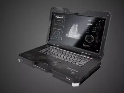  Construction Site Military Laptop Low-poly 3D model
