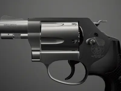 Smith and Wesson Model 637 Revolver Low-poly 3D model