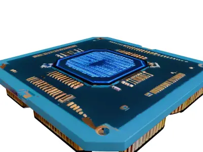 Futuristic CPU Processor Microchip 3D model