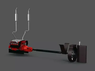 V8 Marine Engine System 3D model