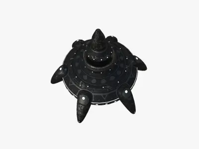 Alien Spaceship UFO G10 Full Black - Sci Fi Spacecraft Design Low-poly 3D model