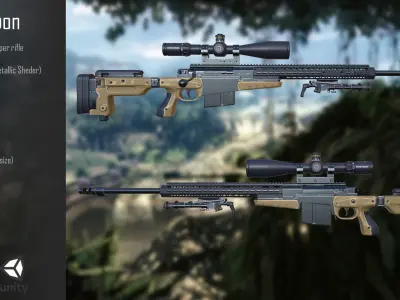 Sniper rifle PBR Low-poly 3D model