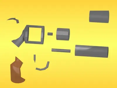 Revolver and bullets Low-poly 3D model