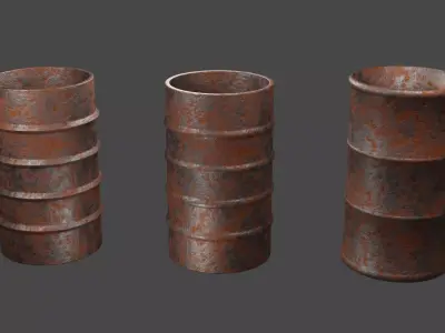 Rusty Metal Barrels 3D model