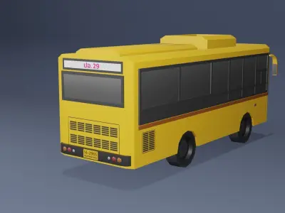 Yellow Thai bus Low poly v03 Low-poly 3D model