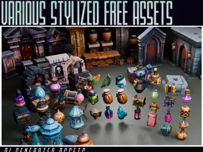  Various Stylized Free Assets Free 3D model