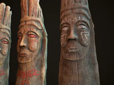 Totem wood 8 pbr 4k Low-poly 3D model