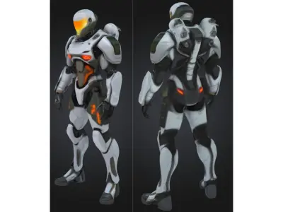 Cybernetic Robot Soldier Low-poly 3D model
