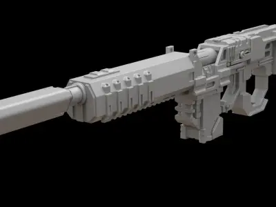Mecha hard surface assault rifle 3D model get