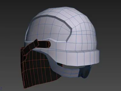 Safety Helmet With Face Screen Low-poly 3D model