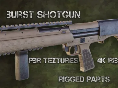 Burst Shotgun Low-poly 3D model