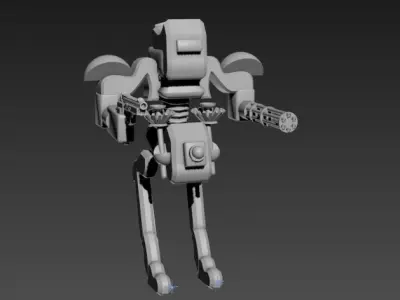 robot holding gun Low-poly 3D model