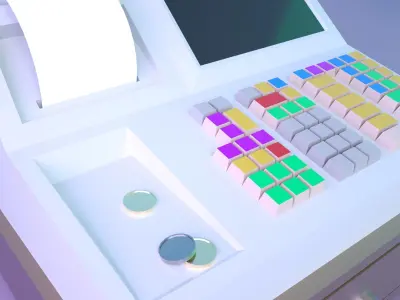 Game-ready Cashier Machine Low-poly Low-poly 3D model