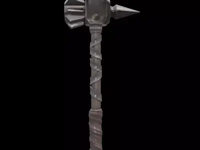 War Hammer Flanged Head Low-poly 3D model