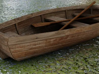 wooden boat Low-poly 3D model purchase