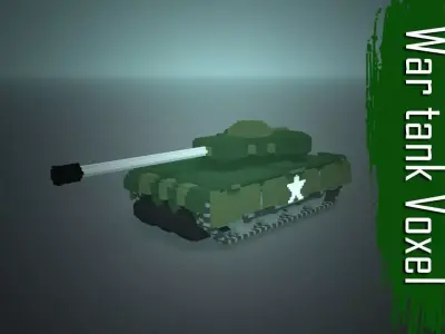 War tank Voxel  Low-poly 3D model